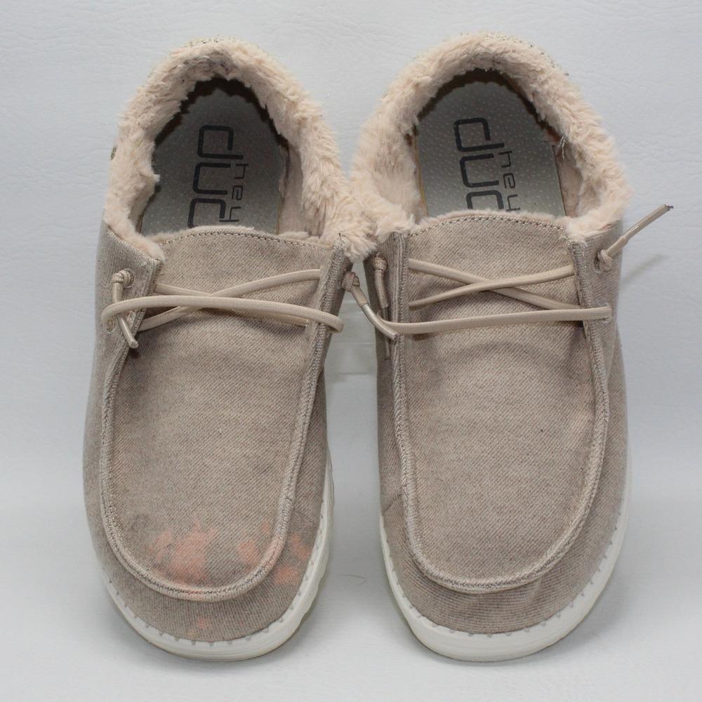 Hey Dude Wendy Funk Autumn Tan Faux Fur Lined Slip On Loafers Womens 9 121931546